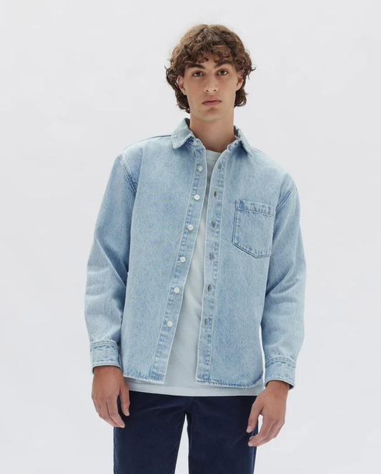 Mens Denim Overshirt Light Stone