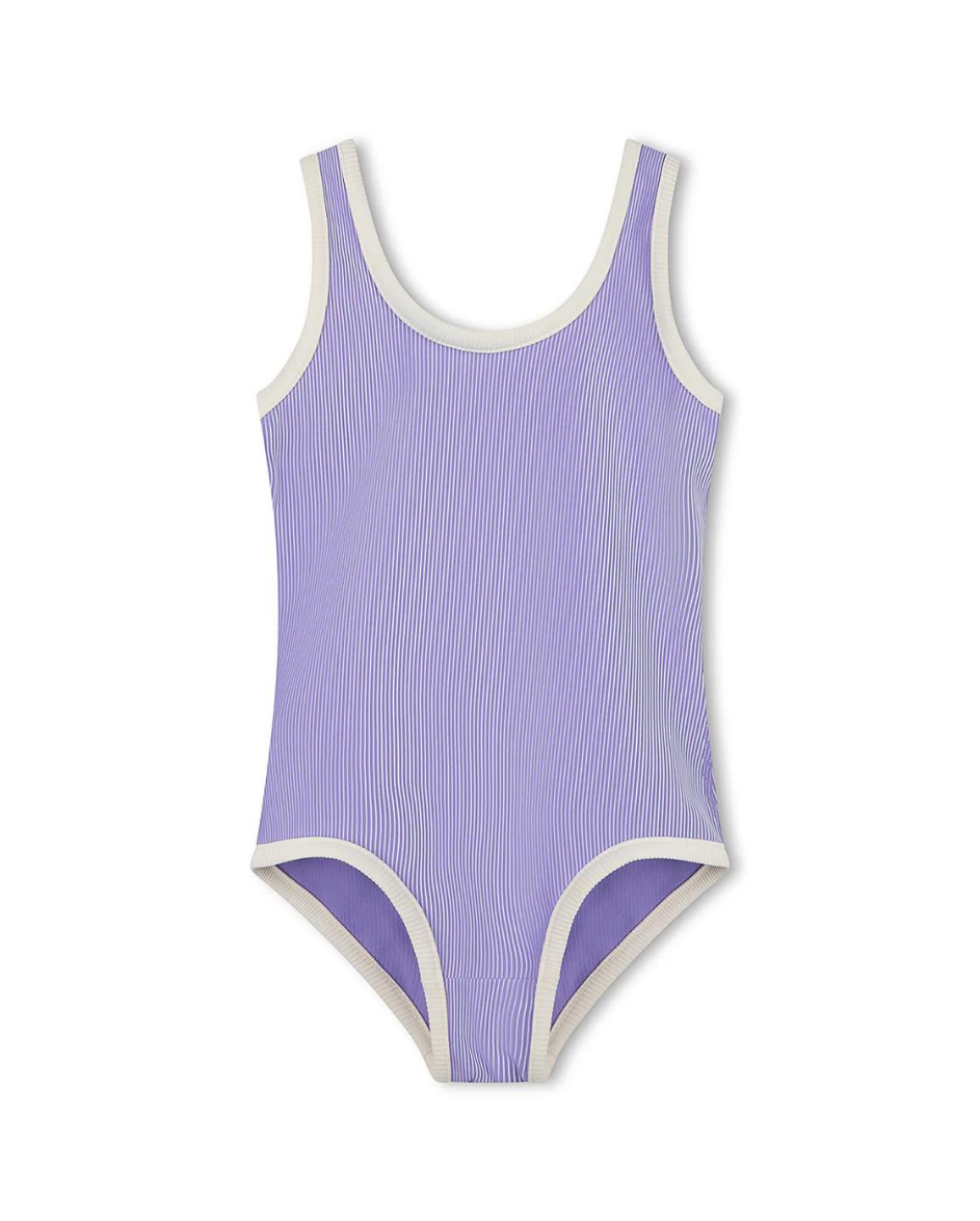 Mini Stripe Rib Scoop One Piece Grape