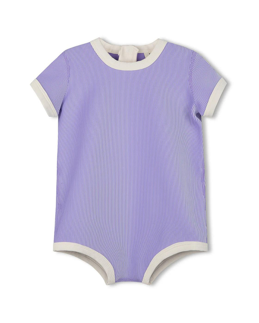 Mini Stripe Rib Infant Onesie Grape