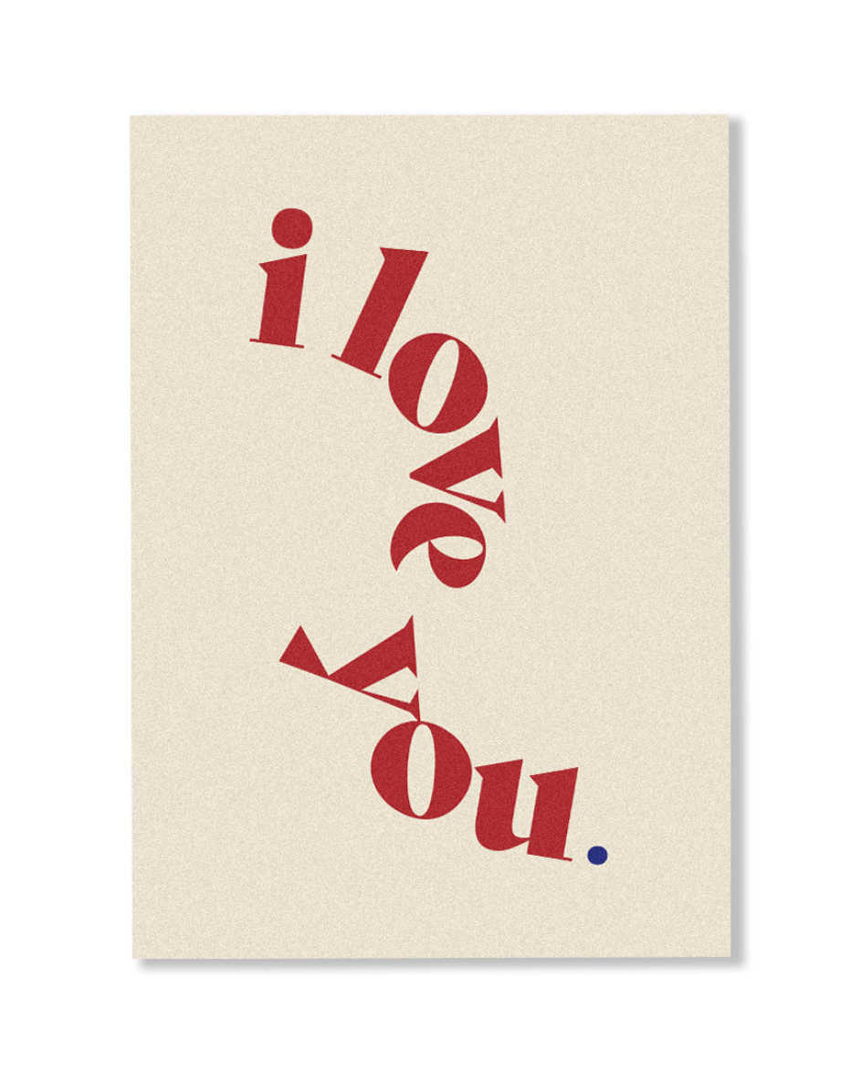 I Love You Card Red/Beige