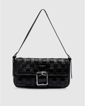 Lena Woven Baguette Bag Black