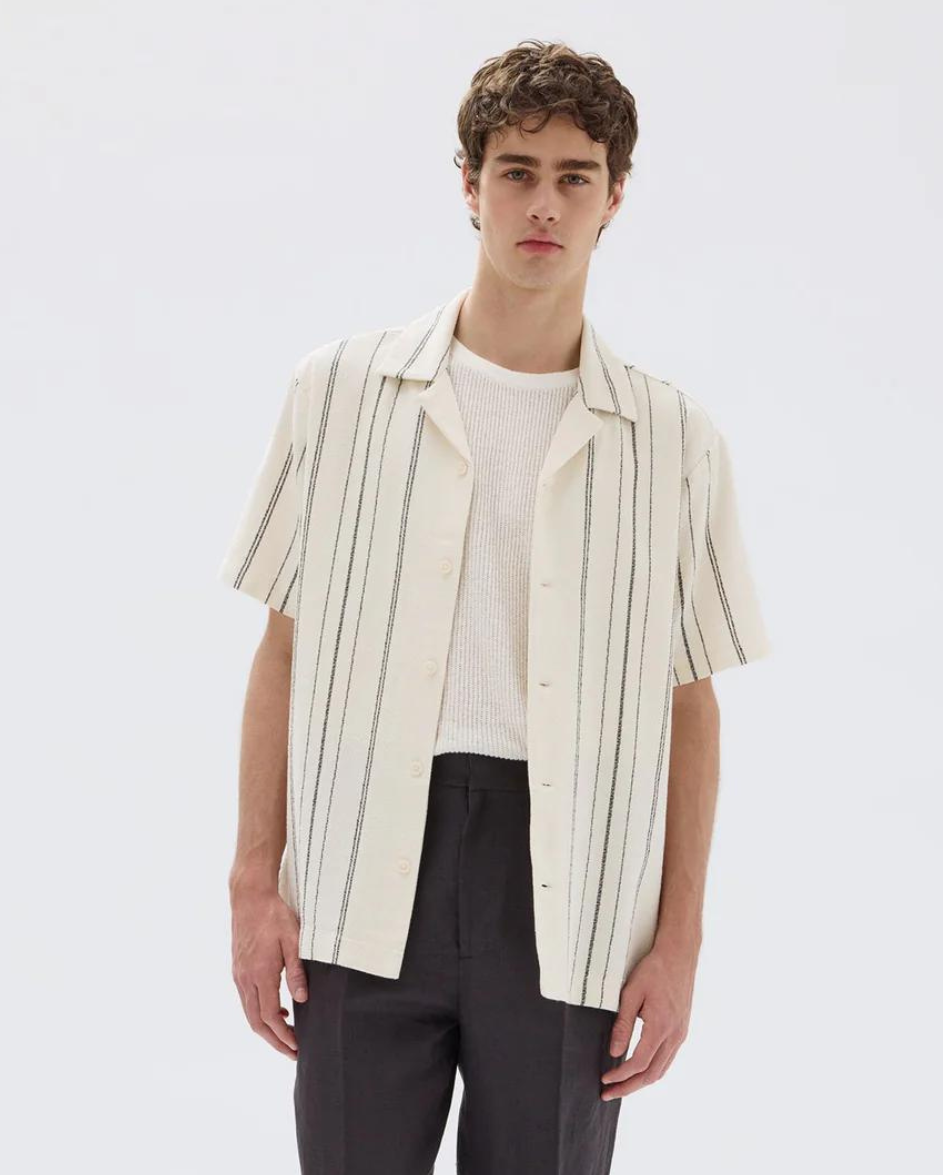 Mens Matera SS Cream Black