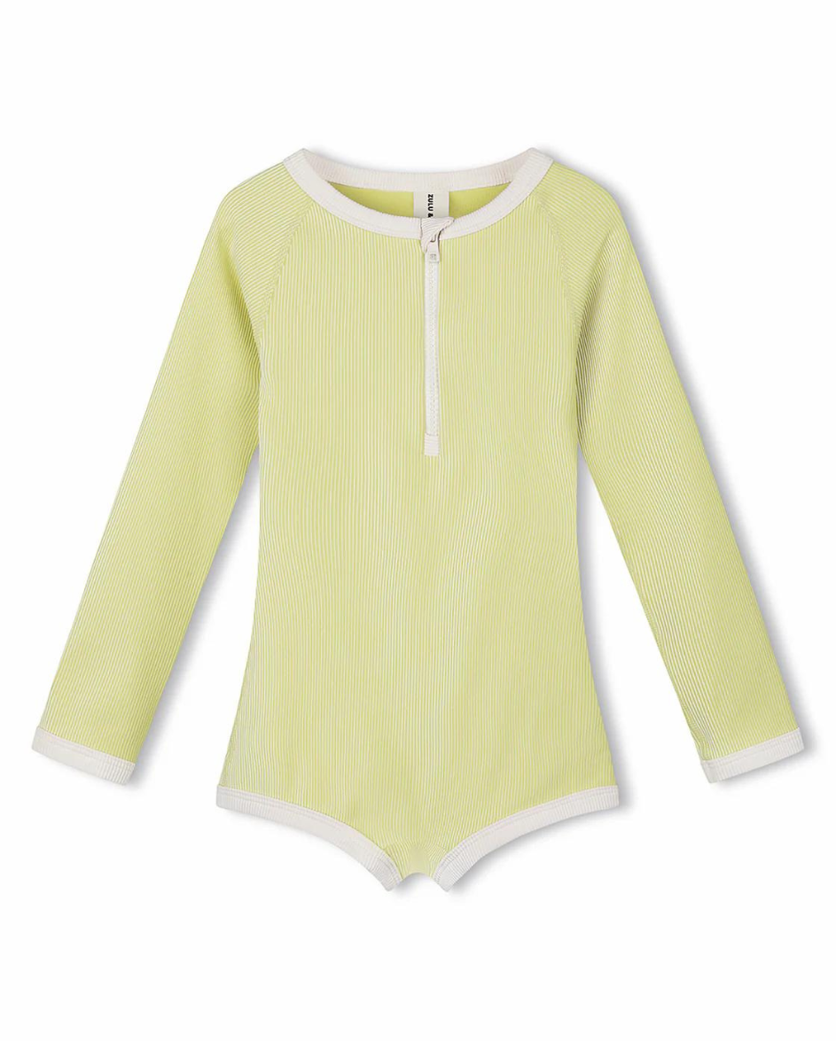 Mini Stripe Rib Rashie Onesie Citrus