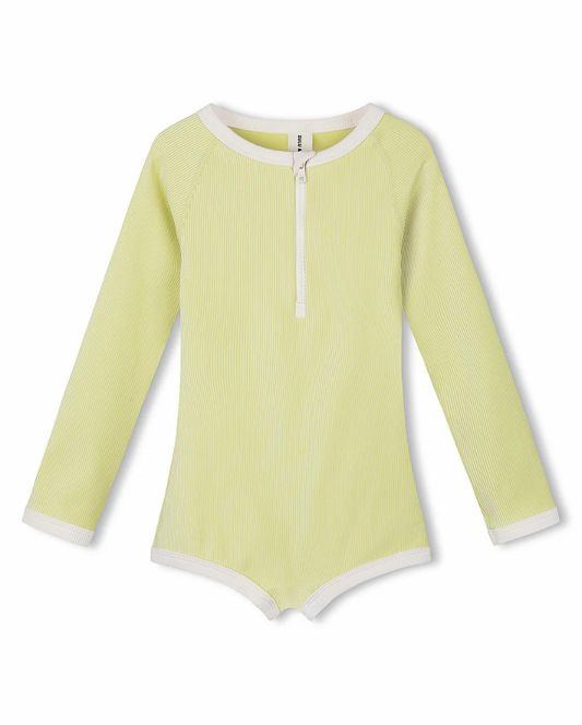 Mini Stripe Rib Rashie Onesie Citrus