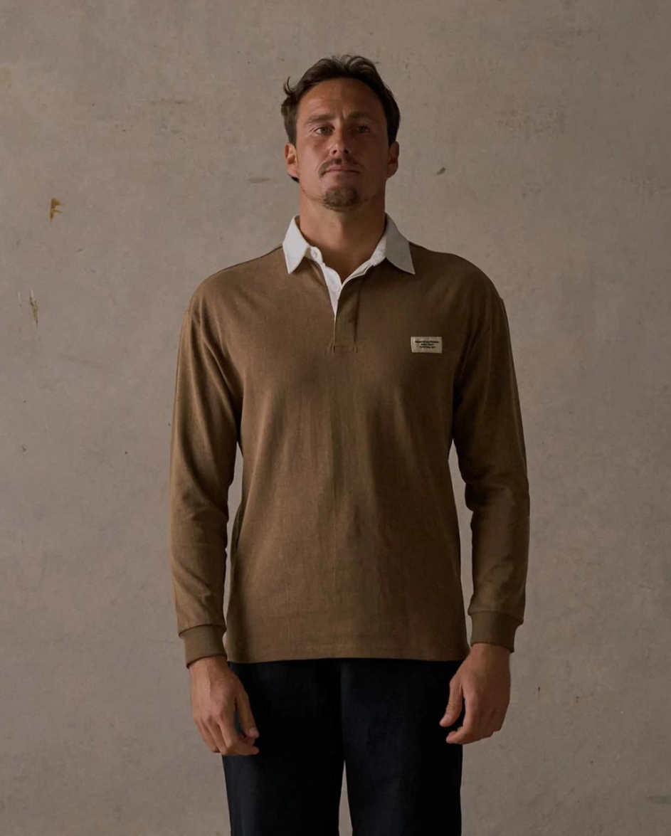 Mens Rugby Polo Brown