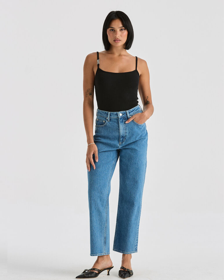 High Straight Crop Cobalt Blue