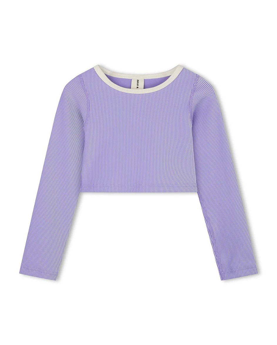 Mini Stripe Rib Crop Rashie Grape