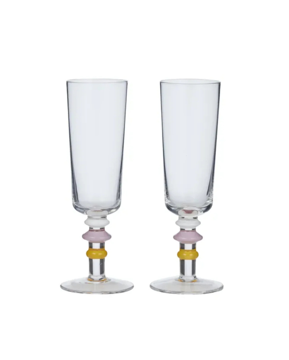 Tori S/2 Glass Flute Pink/Orange