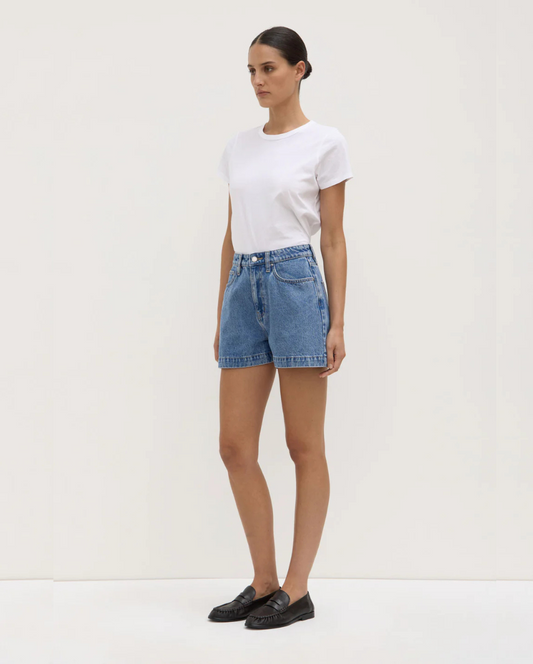 Boxy Denim Short Dark Stone