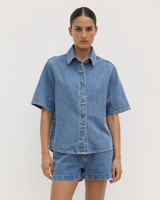 Boxy Denim SS Shirt Dark Stone