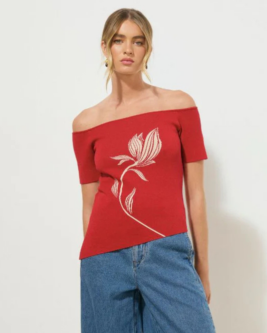 Tresor Knit Top Rose Red