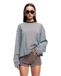 Bloom LS Tee Choc/Sea Stripe