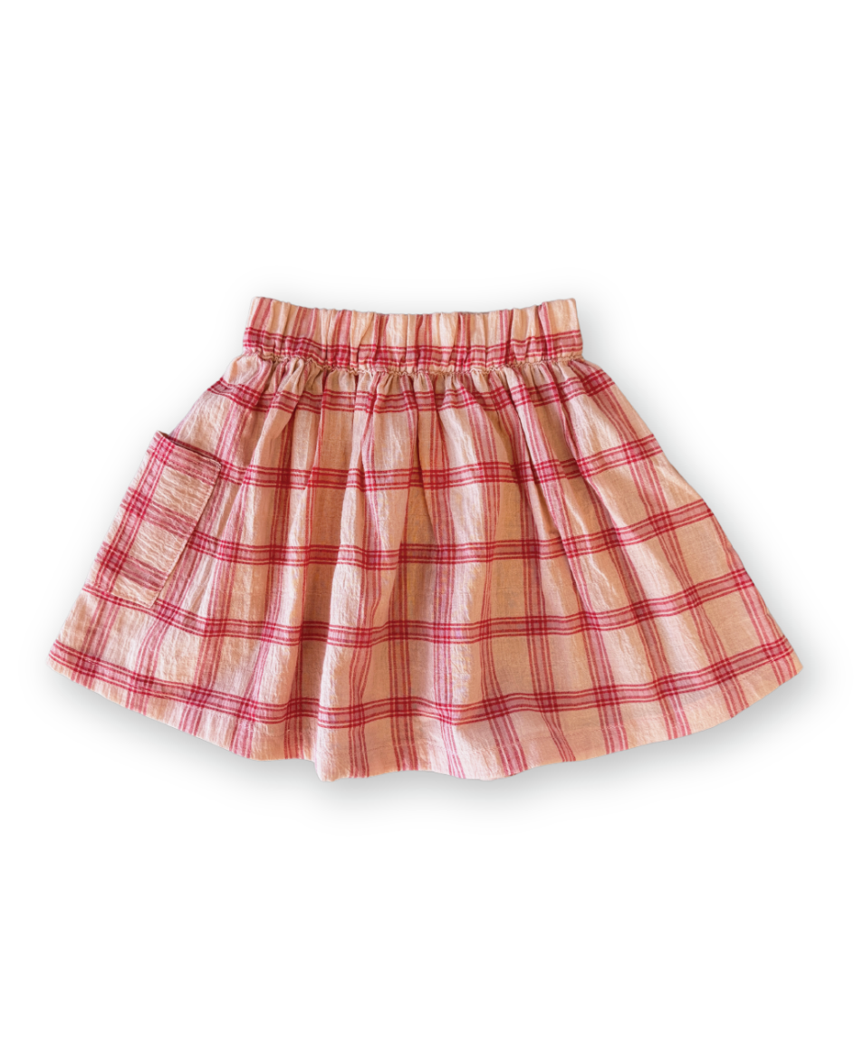 Tomato Cotton Check Skirt