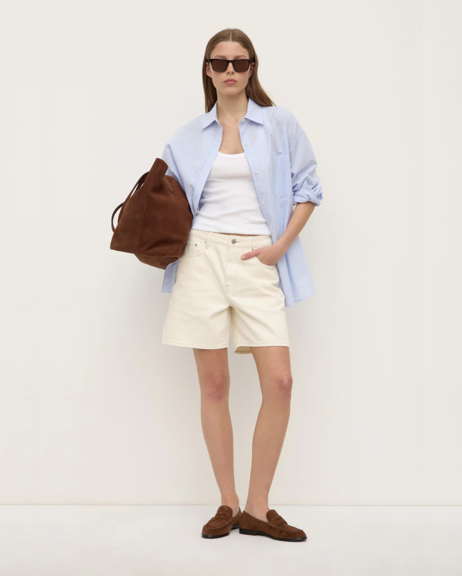 Mid Rise Vintage Denim Short Ecru