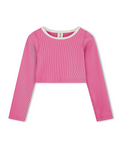 Mini Stripe Crop Rashie Shell Pink