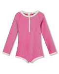 Mini Stripe Rashie Onesie Shell Pink