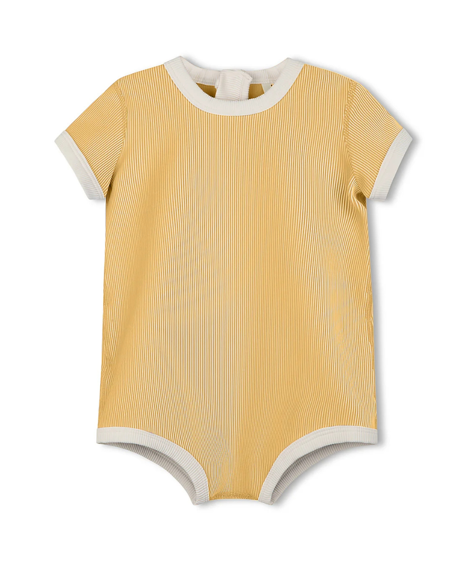 Mini Stripe Infant Onesie Marigold