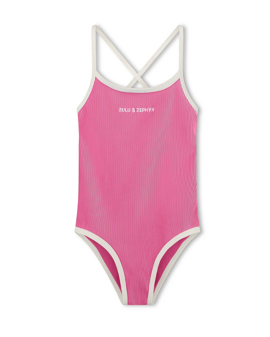 Mini Stripe Logo One Piece Shell Pink