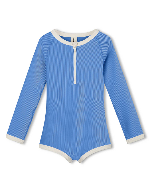 Mini Stripe Rashie Onesie Sky blue