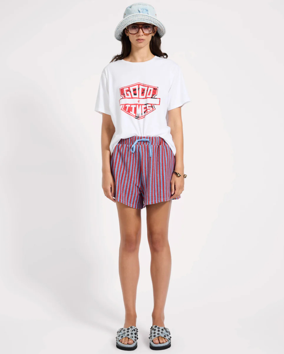 Terry Towel Shorts Red Blue