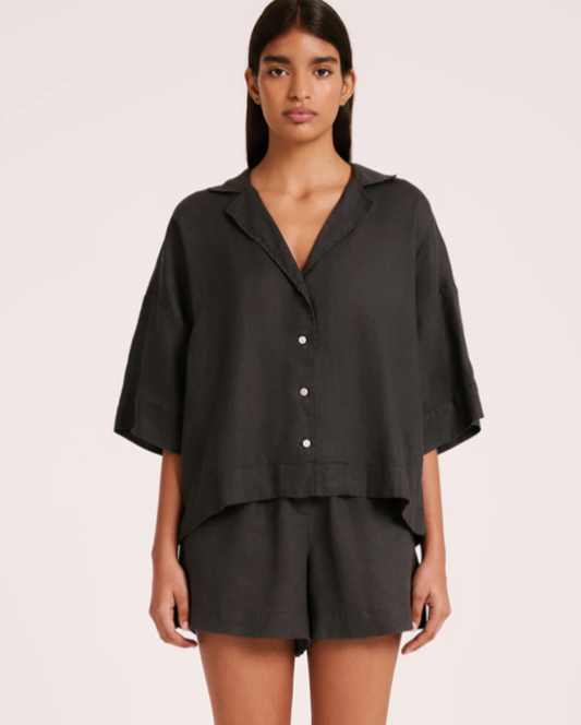 Linen Lounge Shirt Coal