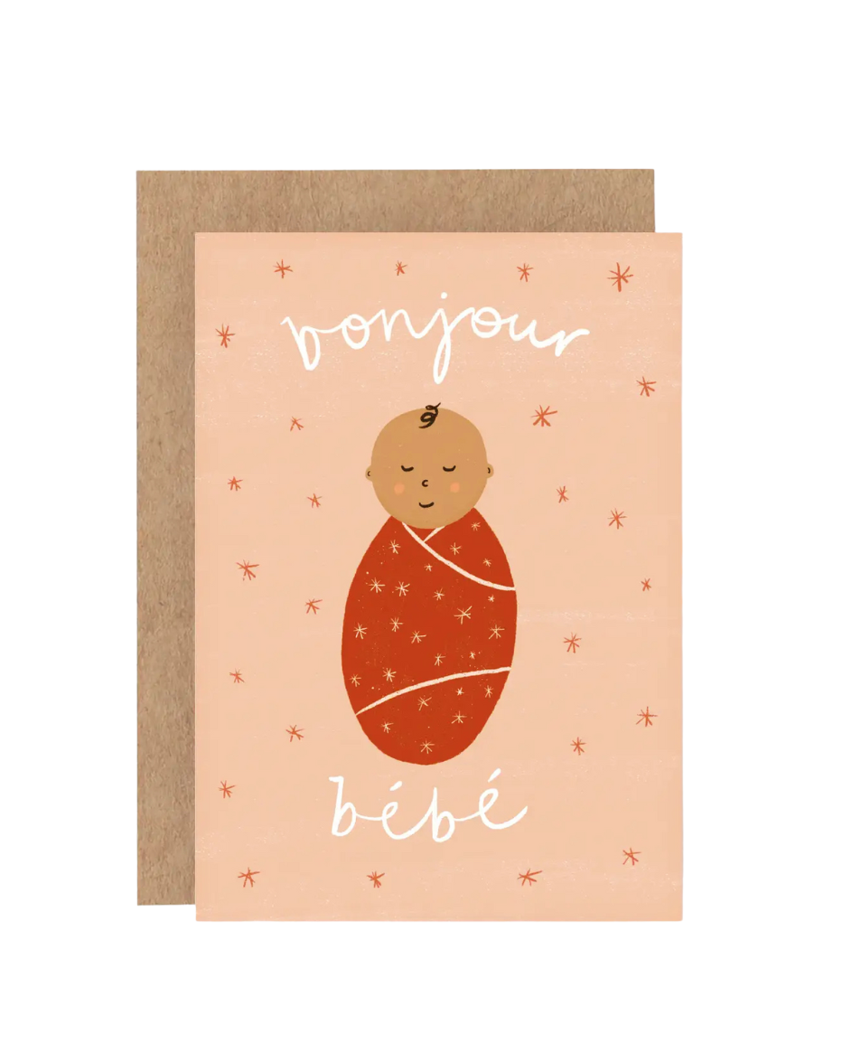 Bonjour Bebe Card  Pink