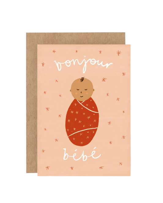 Bonjour Bebe Card  Pink