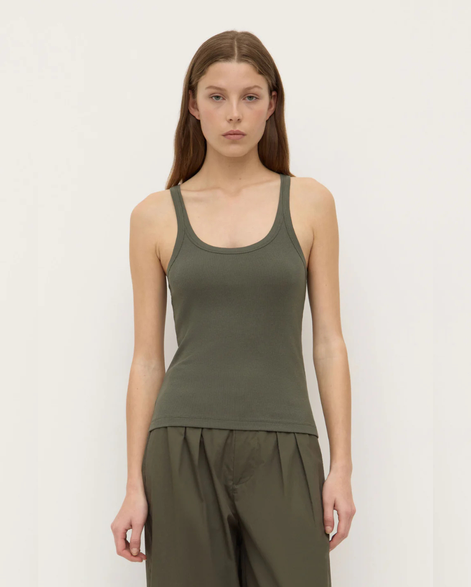 Charlie Rib Tank Moss