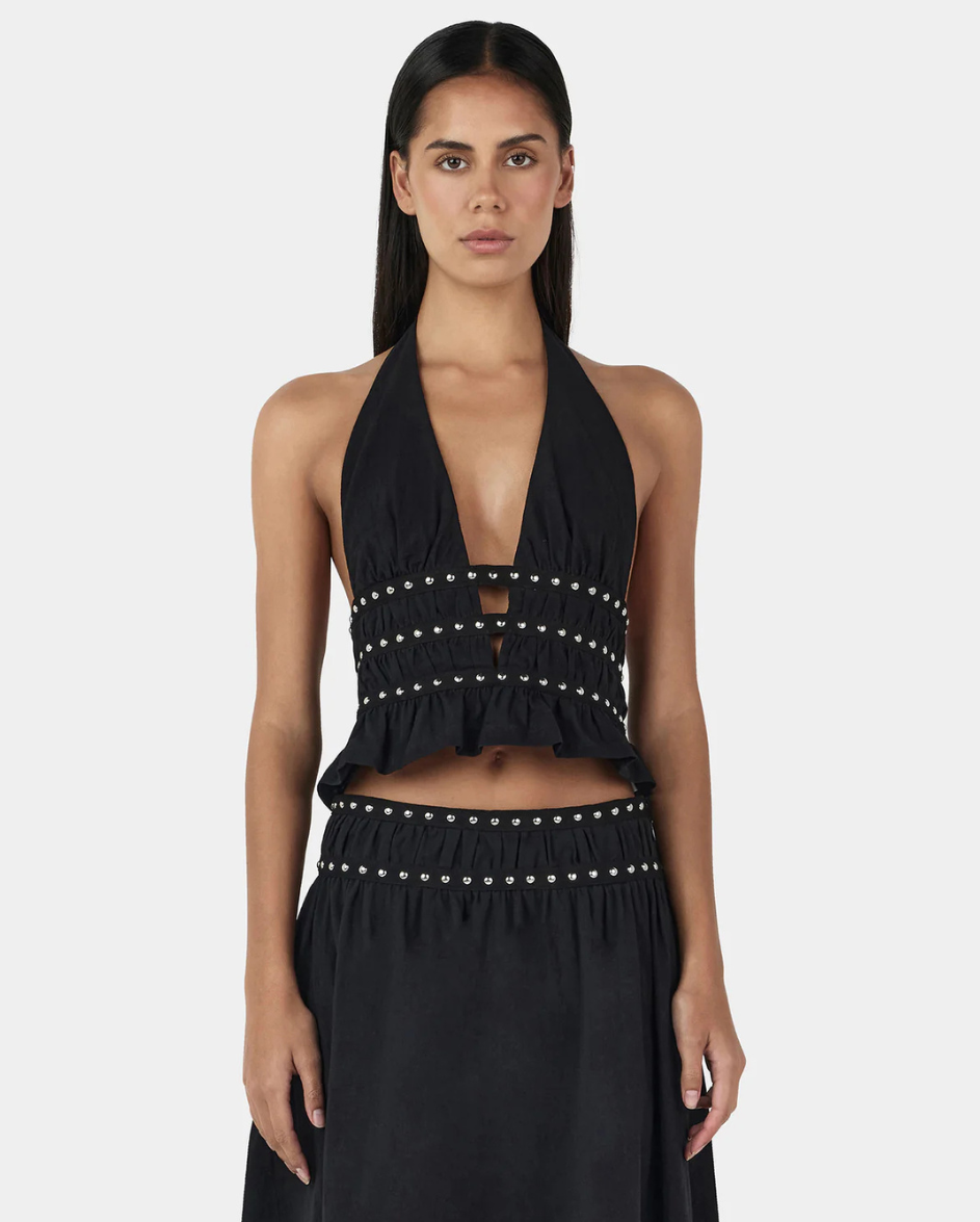 Mavis Studded Top Black