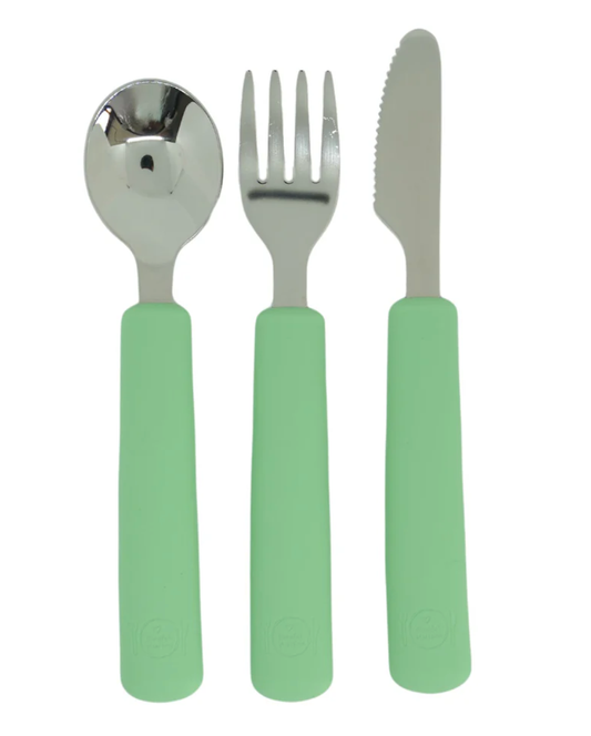 3 Piece Kids Cutlery Set Green