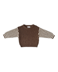 Knit Pullover Espresso Stripe Sleeve