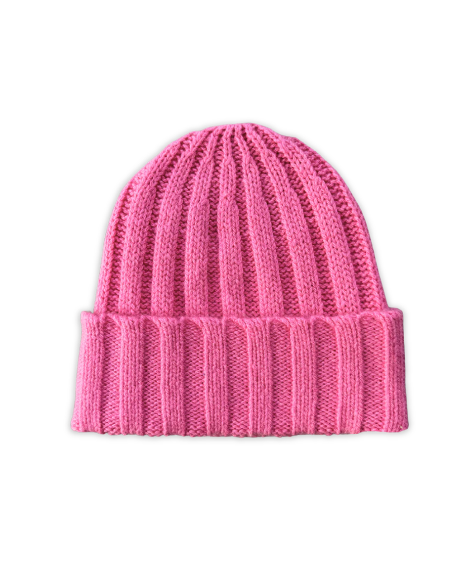 Rib Knit Beanie Raspberry