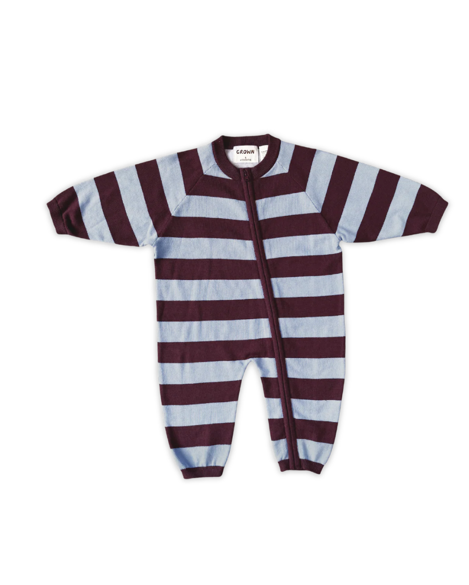 Organic Stripe Starsuit Plum Haze