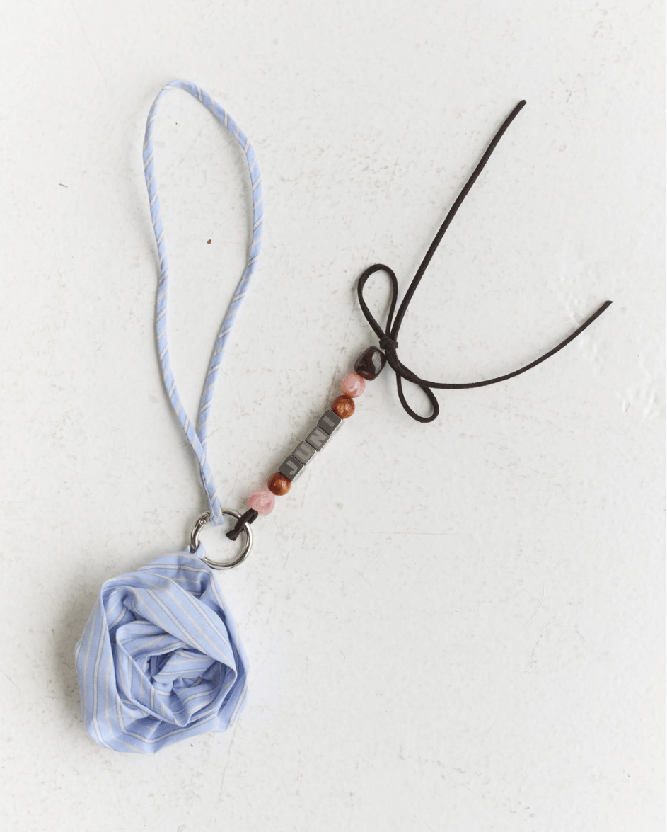 Rose Bag Charm Blue Stripe