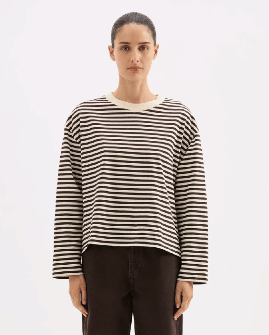 Espresso Stripe LS Tee