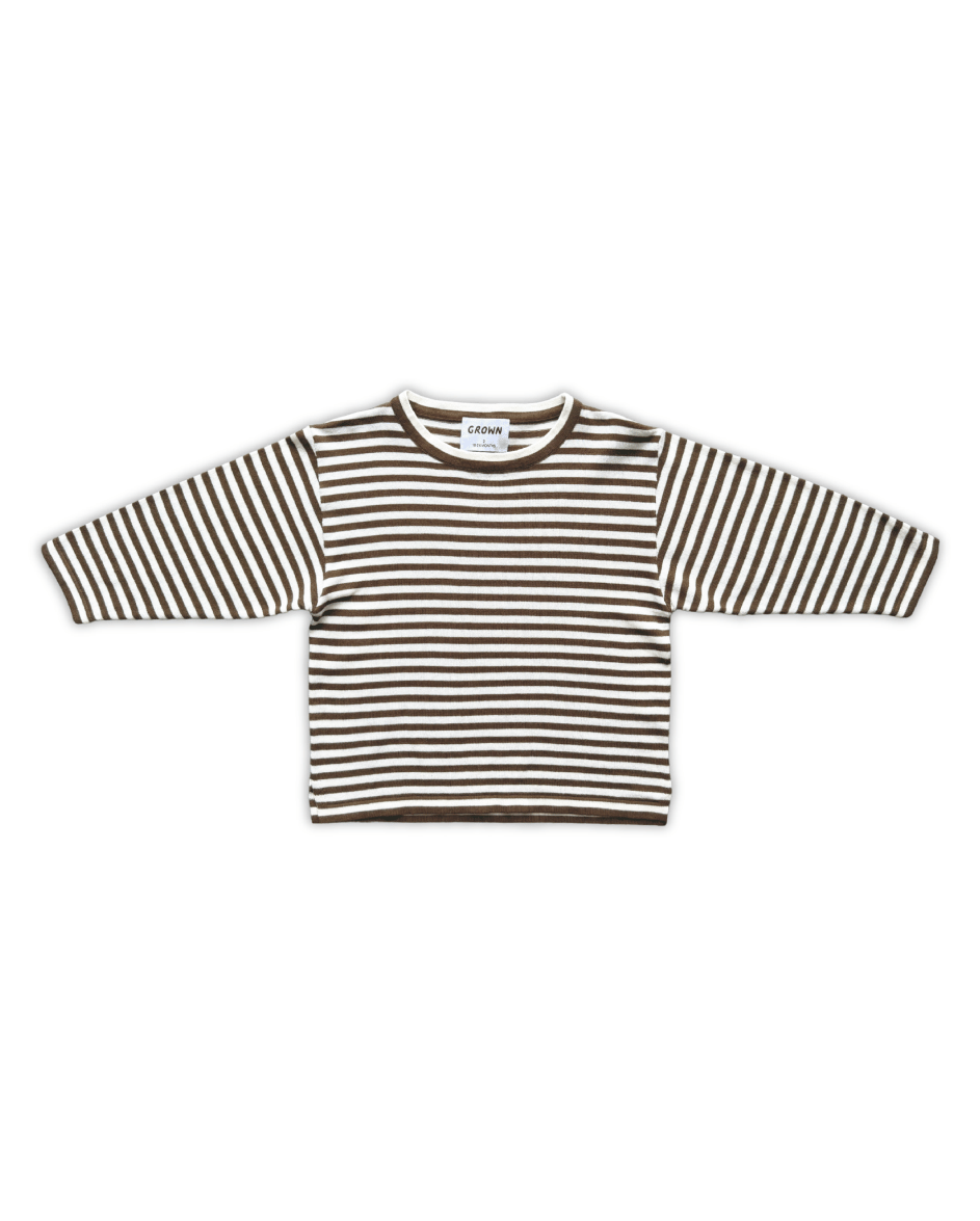 Organic Stripe LS Tee Espresso