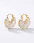 Lili Earrings White Marble Gold