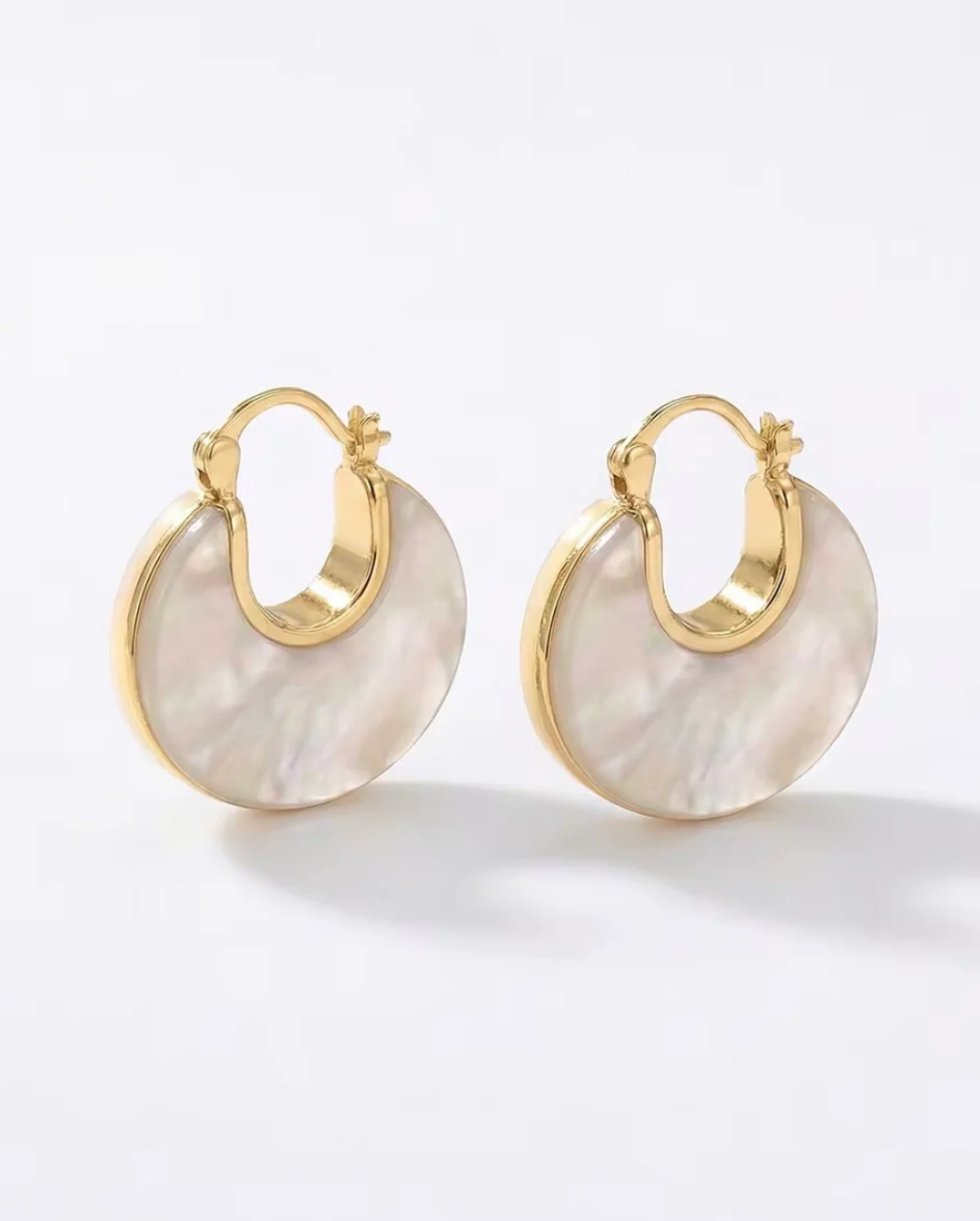 Lili Earrings White Marble Gold