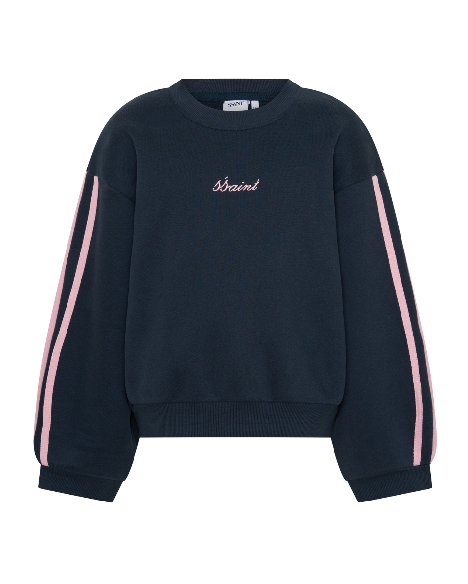 Kids Fleece Crew Navy Pink
