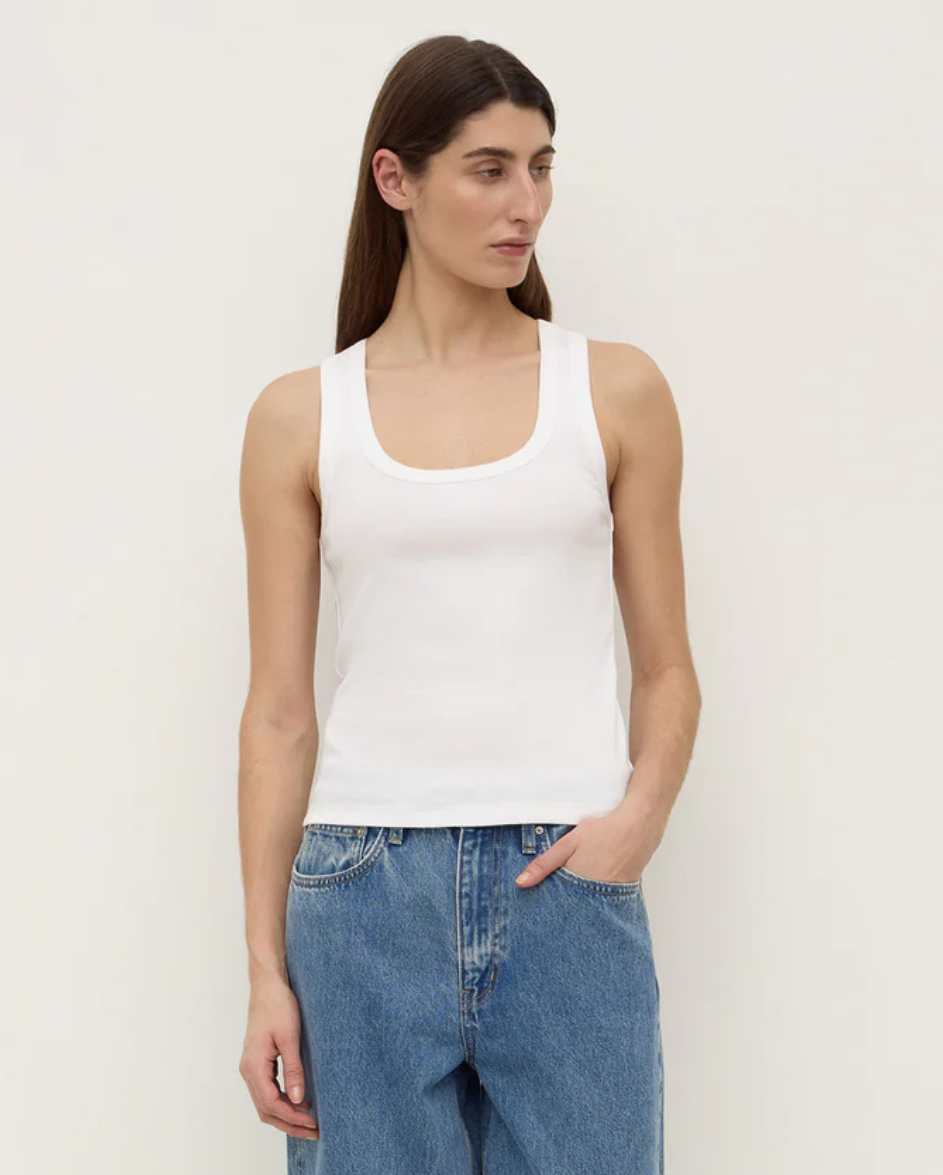 Robyn Scoop Neck Rib White