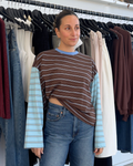 Kennedy Stripe LS Tee Cocoa Blue