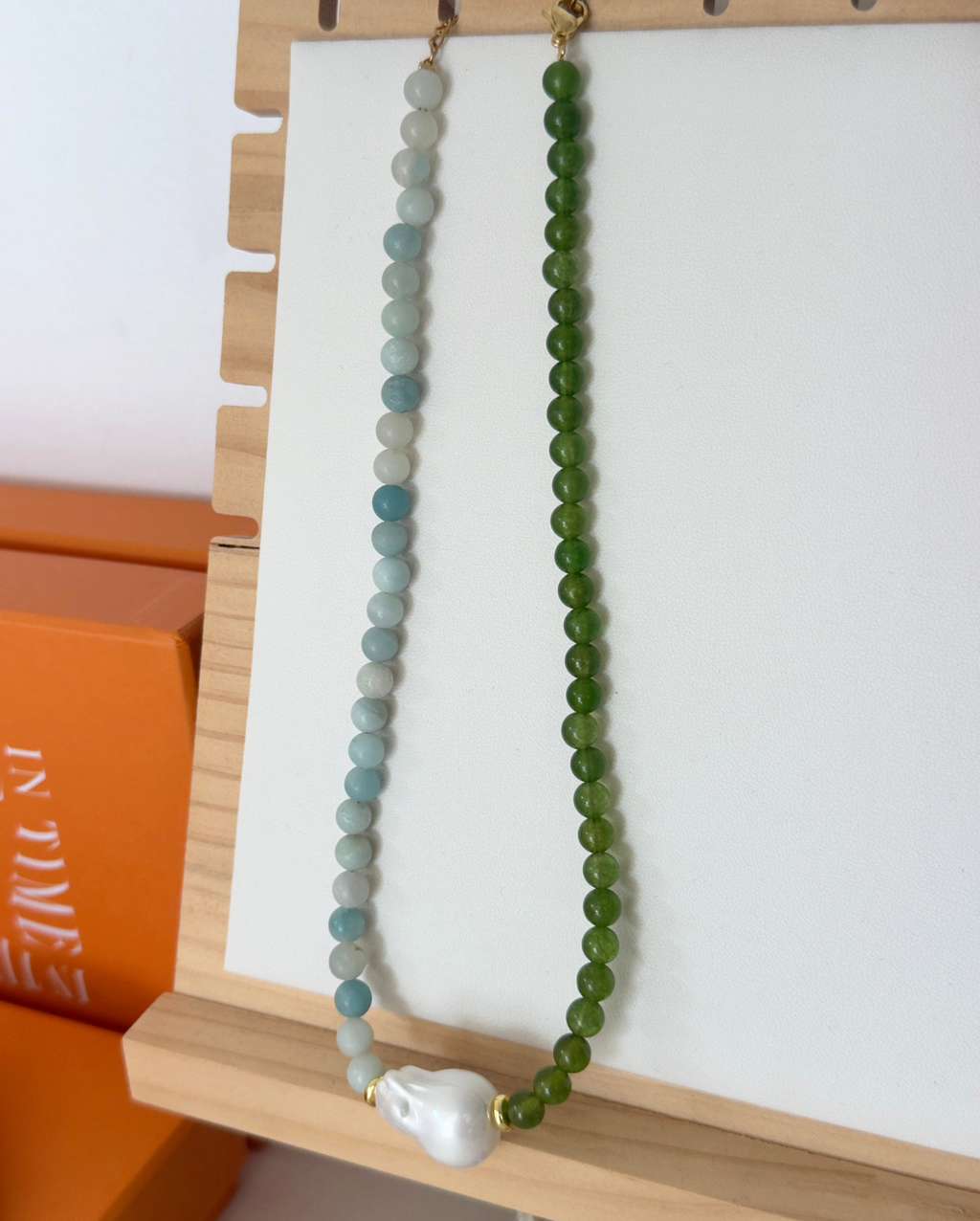 Elodie Pearl Necklace Green