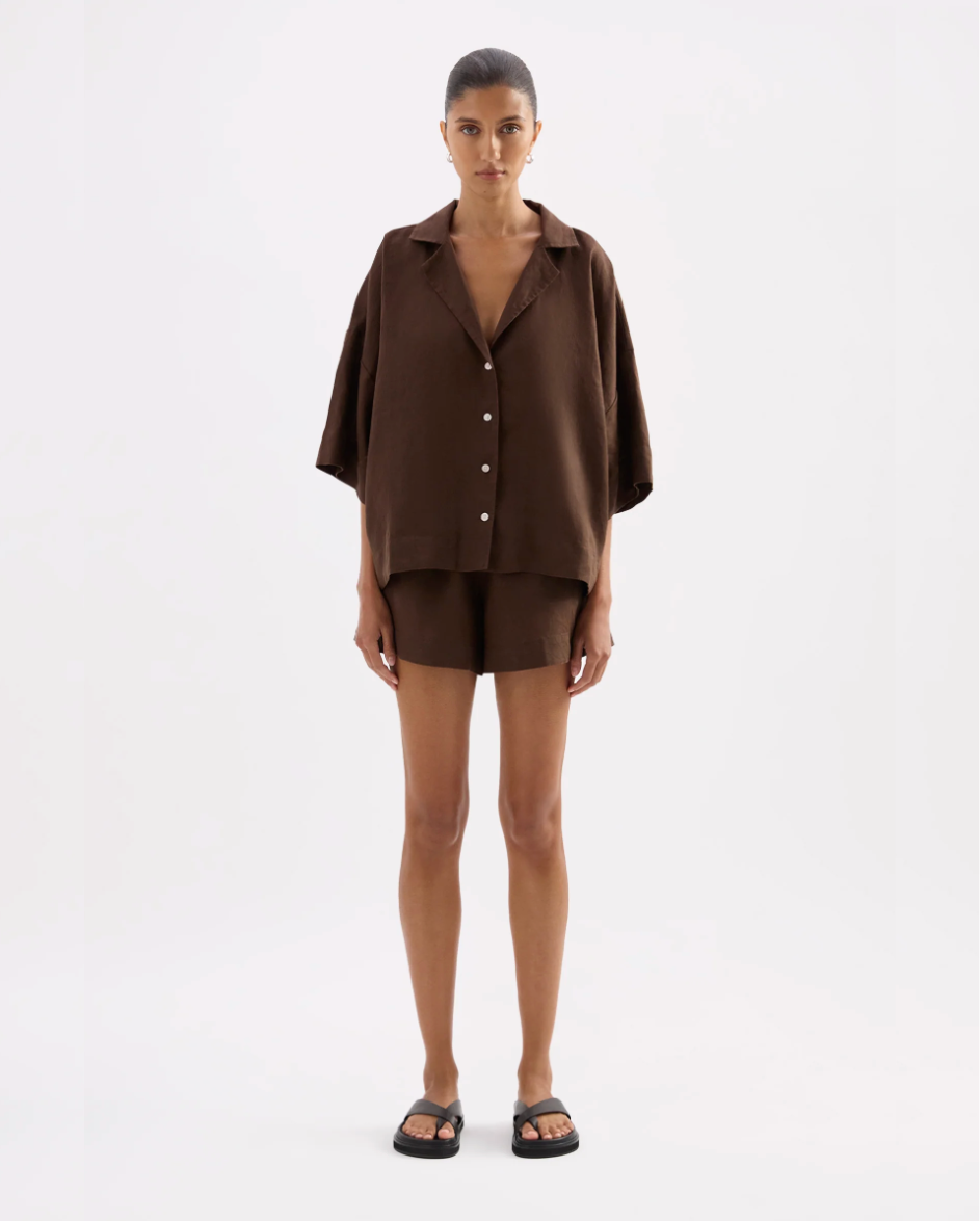 Lounge Linen Shirt Chocolate