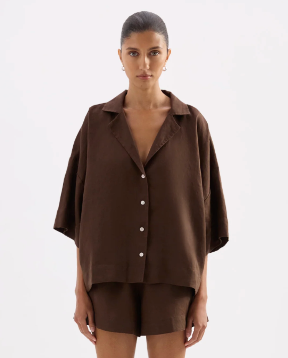 Lounge Linen Shirt Chocolate