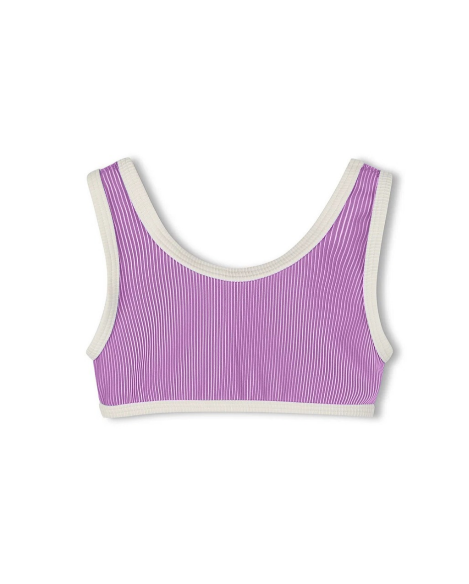 Mini Stripe Scoop Bikini Top - Lilac