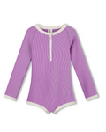 Mini Stripe Rashie Onesie - Lilac