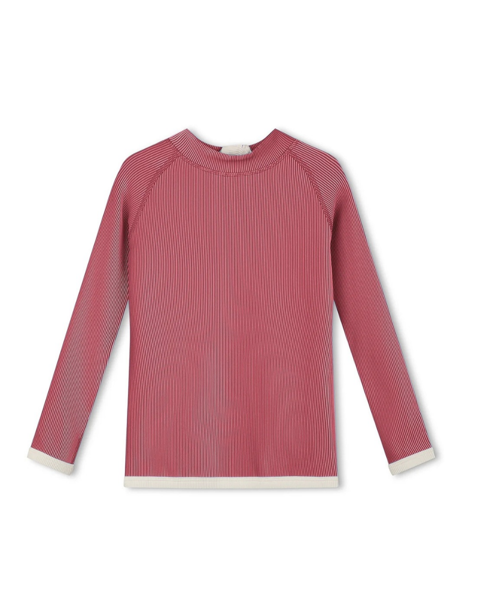 Mini Stripe Rashie - Clay Red