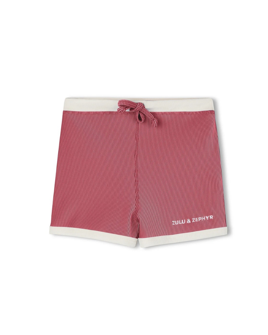 Mini Stripe Surf Short - Clay Red