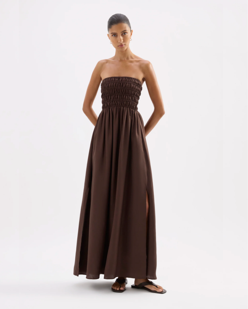 Zuri Tencel Maxi Dress Chocolate