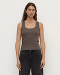 Robyn Scoop Neck Rib Tank Bark